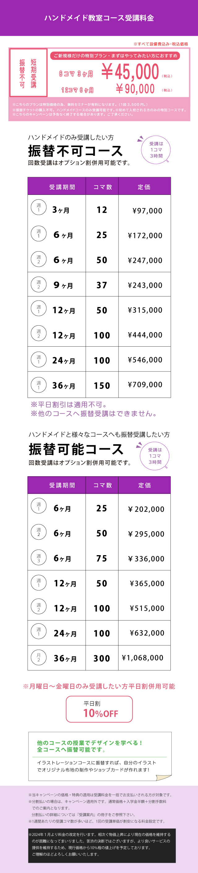 ハンドメイド＆クラフトコースキャンペーン価格sp