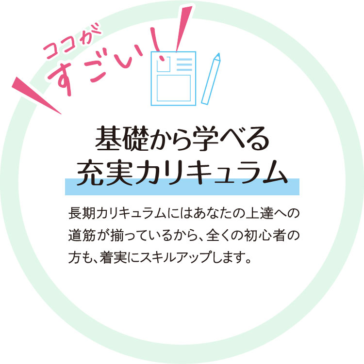 基礎から学べる充実カリキュラム