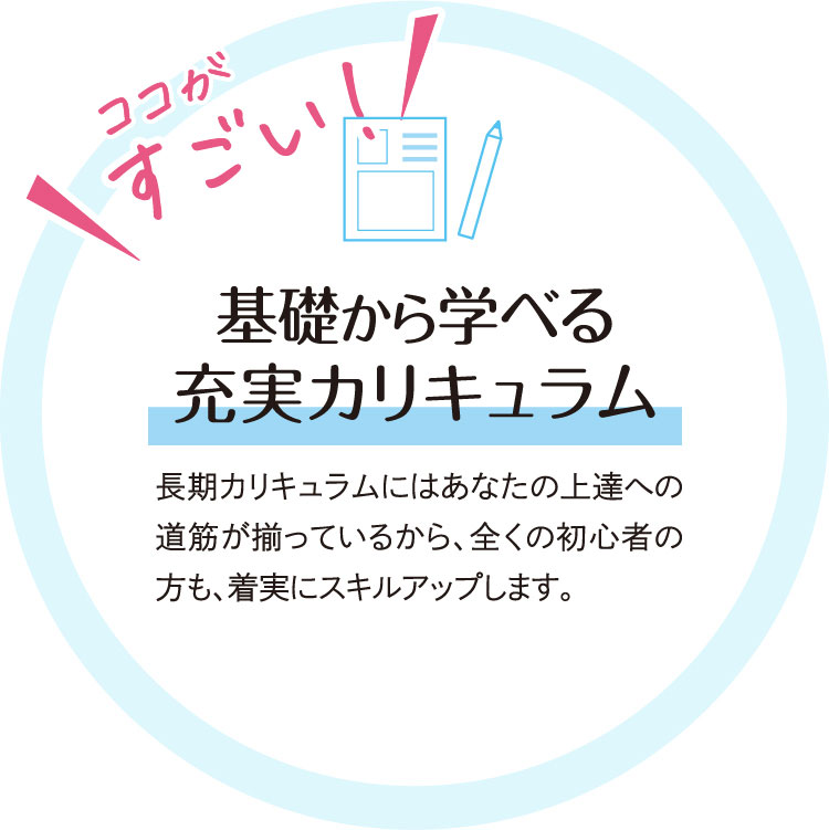 基礎から学べる充実カリキュラム