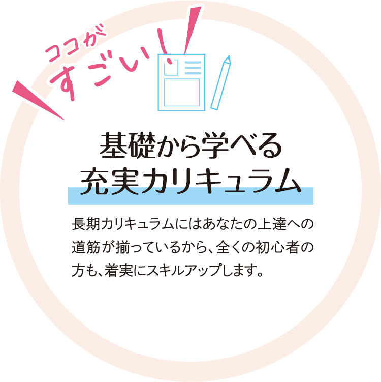 基礎から学べる充実カリキュラム